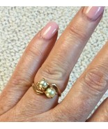 14k Yellow Gold Cultured Pearl Bypass Ring - $198.00