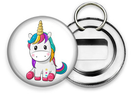 Cute Little Unicorn Rainbow Color Hair Bottle Opener Keychain Key Fob Gift Idea - £9.31 GBP