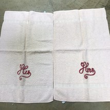 Vintage Pink Cotton Terry Cloth Hand Towels His Hers Cannon - £9.39 GBP