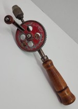 Antique Einar B Hanson Hand Held Crank Drill Tool USA Vtg Wood Handle Primitive - £18.93 GBP