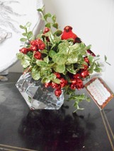 Kissing Krystal Cardinal Christmas Mistletoe Acrylic Prism Ornament orig... - $34.65