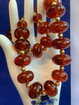 Kenneth Jay Lane Amber Color Graduating Beads Necklace 21&quot; Fashion Jewelry - £110.35 GBP