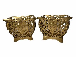 Italian Brass Planters Vintage Tabletop Decorative Set Of 2 Made In Indi... - £228.21 GBP