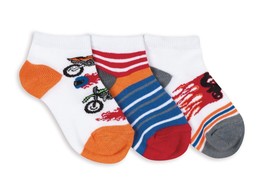 Jefferies Socks Boys Toddler Racing Motorcycle Stripe Low Cut Ankle Socks 3 Pair - £6.64 GBP