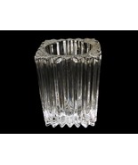 Heisey Ridgeleigh Square Candle Holder, Heavy Clear Glass, Vertical Ridg... - $14.65