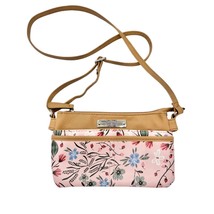 Womens Crossbody Handbag Purse Tan Pink Floral Adjustable Strap Multiple... - £6.05 GBP