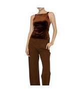 Iris Velvet Ribbon Tie Top Size L Chocolate Brown Sleeveless Stretch Aut... - $546.37 MXN