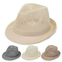 Men&#39;s Summer Fedora Hat Trilby Cuban Sun Cap Panama Short Brim - £6.95 GBP