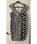 NWT Kay Unger Dress Size 12 Animal Print Black Cream Sexy!! - £66.84 GBP
