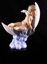 Vintage Cherub statue - moon angel figurine new baby gift - Religious cherub thi - £66.56 GBP