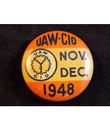 1948 UAW-CIO UNION PINBACK November December &#39;48 L.J Imber Company Button - $32.55 CAD