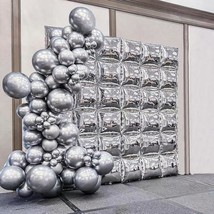 Chrome Silver Flat Square Foil Balloon Wall Tunnel Arch Metallic Silver Balloon  - $33.99