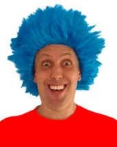 Thing 1 Thing 2 Blue Fuzzy USA Team Spirit 80s Punk Wig Cat Hat Dr. Seuss - £11.08 GBP