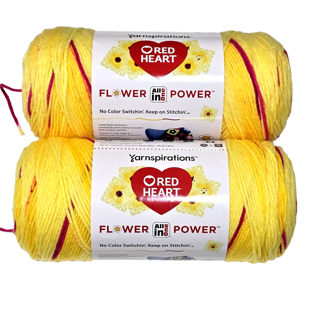 2 Pack Yarnspirations Red Heart Flower Power Pink Lemonade Medium Acrylic - $32.99