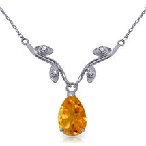 Galaxy Gold GG 14k White Gold Drop Necklace with Genuine Diamonds &amp; pear... - £418.73 GBP+