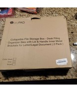 2 PACK Easypag Collapsible File Storage Box with Lid Desk Filing Organiz... - €50,72 EUR