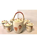 Japanese tea set with tea pot and 6 cups with lids vintage oriental tea ... - $130.36 CAD