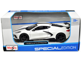 2020 Chevrolet Corvette Stingray Coupe White with Black Stripes &quot;Special... - £32.57 GBP