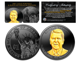 Black Ruthenium 2016 RONALD REAGAN Presidential Dollar Coin w/ 24K Gold ... - £14.40 GBP