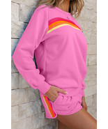 Bonbon Striped Accent Pullover and Shorts Two Piece Casual Set - $727.38 MXN