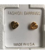 E Initial Heart Shape 14 KT Gold Overlay Pair Earrings   NEW - £9.16 GBP