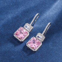 2021 Trend 925 Silver 10*10MM Pink Gemstone Wedding Party Jewelry Sets Earrings  - £26.68 GBP