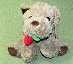 Russell Stover Coco The Love Pup Plush 10&quot; w/HANG Tag Brown Dog Red Rose Tag - £8.46 GBP