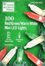 HOME ACCENTS HOLIDAY 1010 936 939 100CT RED &amp; GREEN &amp; WARM WHITE LED 28'... - $9.98