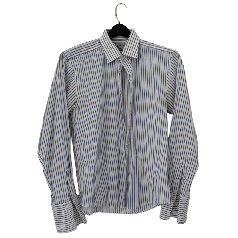 Charles Tyrwhitt Men’s Slim Fit Dress Shirt 17/37 Blue Stripe Long Sleeve Item image 3