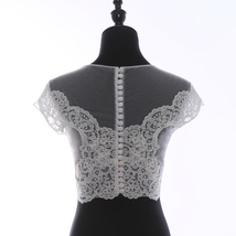 Deep V Illusion Neckline Lace Tops Sleeveless Empire Style Bridesmaid Lace Tops image 7