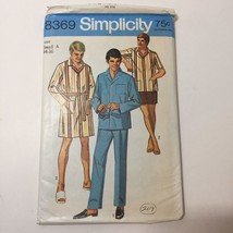 Simplicity 8369 Size 34-36 Men's Pajamas in Two Lengths Sleepcoat Robe - $12.86