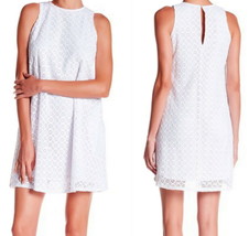 Nanette Lepore Swing Lace Overlay Dress 12 Large $139 White Lined Shift ... - $52.47