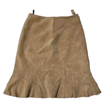 Tan leather mini skirt MODA INTERNATIONAL Tan size 6 midwestern style Lined - $11.64