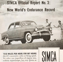 1958 SIMCA World Endurance Record MPG Advertisement Automobilia Car Vint... - $19.99