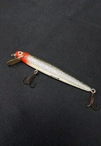 1960s Heddon Wood Cobra Vintage Crankbait Silver &amp; Red Fishing Lure CLEAN - £7.34 GBP