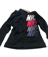 Nike Girls Therma Hoodie Black/White/Pink Size M - $48.38
