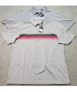 Lot of 2 Ahead Polo Shirt Mens L Multi Striped Golf Performance Stretch ... - $27.73