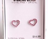 Girls Sterling Silver 925 Pink Crystal Hearts Post Stud Earrings New in ... - $7.39