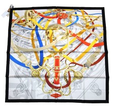 Hermes Scarf Cavalcadour Voltigeur by Henri D’Origny 90 cm silk horse bit white - $675.14