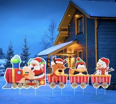 4 Pcs Outdoor Yard Christmas Decorations Train Lawn Sign, New - £9.41 GBP