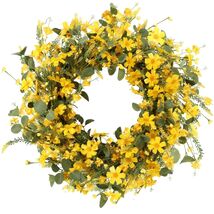 22-Inch Grapevine Daisy Wreath - Easy-Clean Spring Decor for Home &amp; Outd... - $59.35