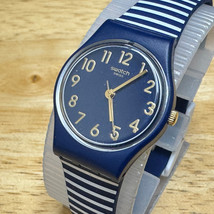 Swatch Swiss Quartz Watch Ora D&#39;Aria LN153 Women Blue White Stripe New Battery - £35.72 GBP