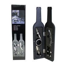 Wine Bottle Opener Set in Bottle-Shaped Case – Corkscrew, Stopper, Cutte... - $14.84