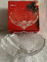 Mikasa Crystal Footed Holiday Snowflake Bowl Nut Candy Dish In Box Unused 6” - £11.98 GBP