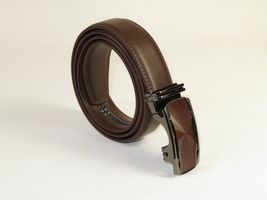 Mens VALENTINI Leather Belt Automatic Adjustable Removable Buckle RT031 Brown image 4