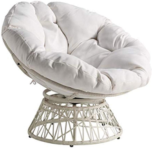OSP Home Furnishings Wicker Papasan Chair with 360-Degree Swivel, White Frame wi - £264.60 GBP