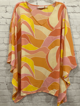 Belle by Kim Gravel Womens Size Medium Woven Aloha Poncho Top Orange Pin... - £12.84 GBP