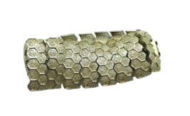 Vintage Bracelet CORO Pegasus Signed Honeycomb Textured Wide Link Chunky MCM Mod - £15.56 GBP