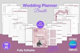 Customizable!! Completely Editable Wedding Planner Canva Templates!  - £7.18 GBP