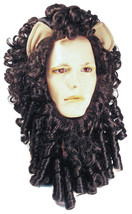 Adult Curly Lion Wig Set Brown Mane With Ears - £97.62 GBP